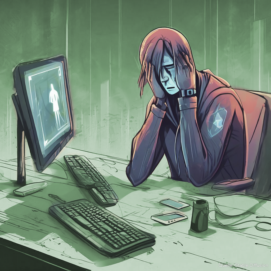 Junge verzweifelt wegen Cyber Mobbing