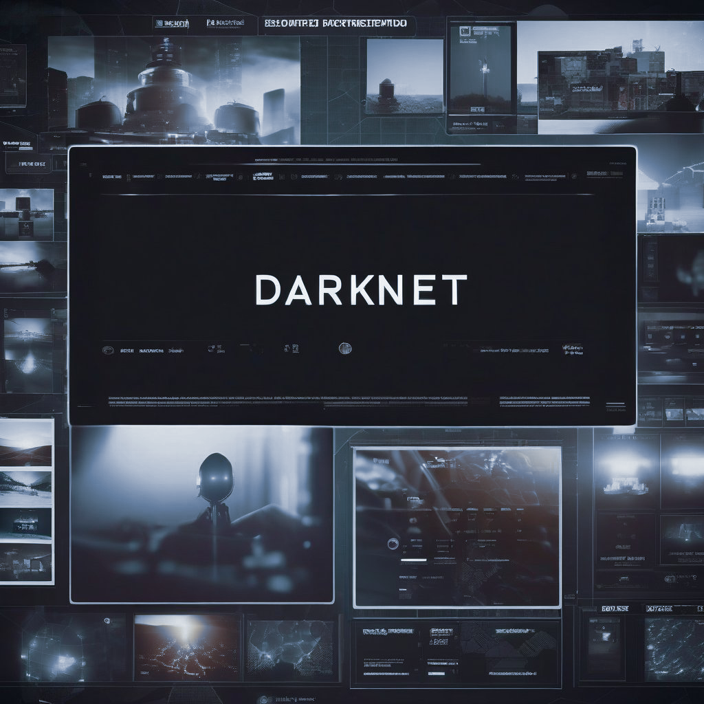 Düsteres Bild mit einem Online Tab im Vordergrund wo das Wort Darknet steht