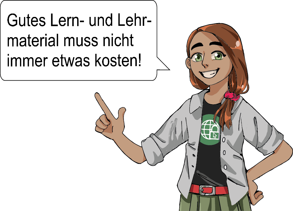 Mädchen sagt: Gutes Lern- und Lehrmaterial muss nicht immer etwas kosten!