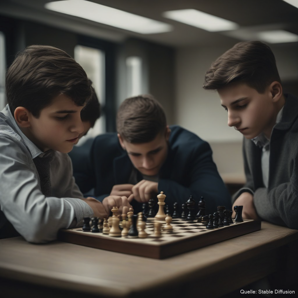 Mehrere Jungen spielen Schach